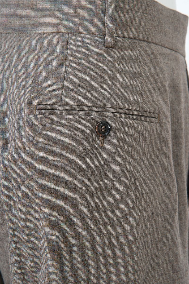 THEODORE Taupe Flat-Front Wool Trousers, view 8 of 8