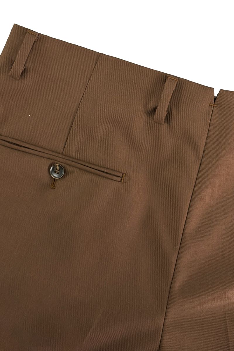 THEODORE The Posillipo Brown Wool Single-Pleat Trousers, view 8 of 8