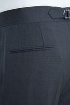 THEODORE Charcoal Button-Tab Wool Trousers, view 8 of 8