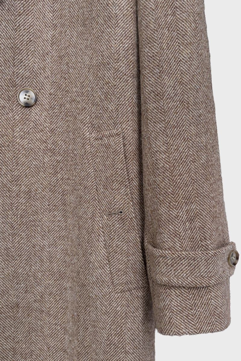 THEODORE Coffee Striped Wool Overcoat, view 7 of 7