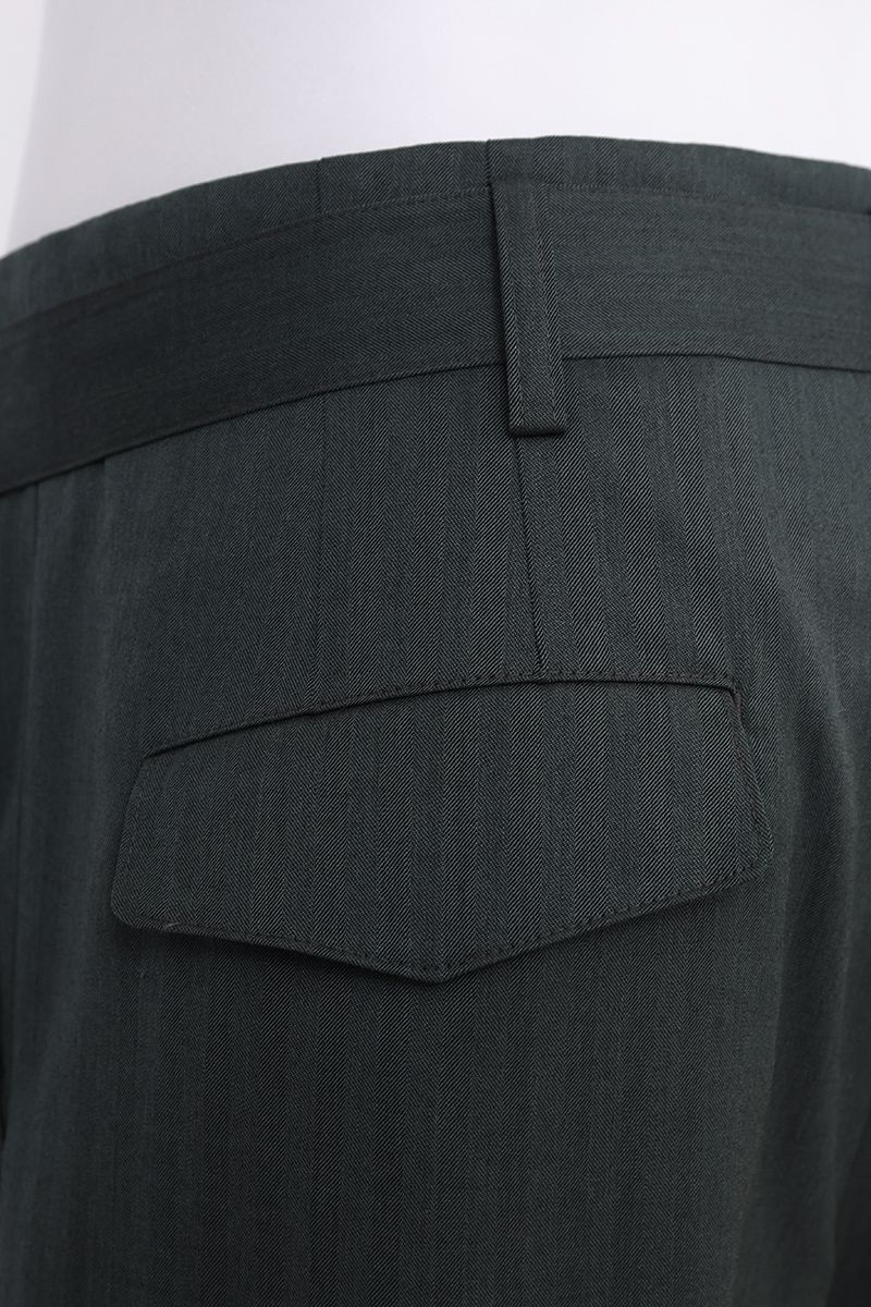 THEODORE Green Striped Wool Trousers, view 8 of 8