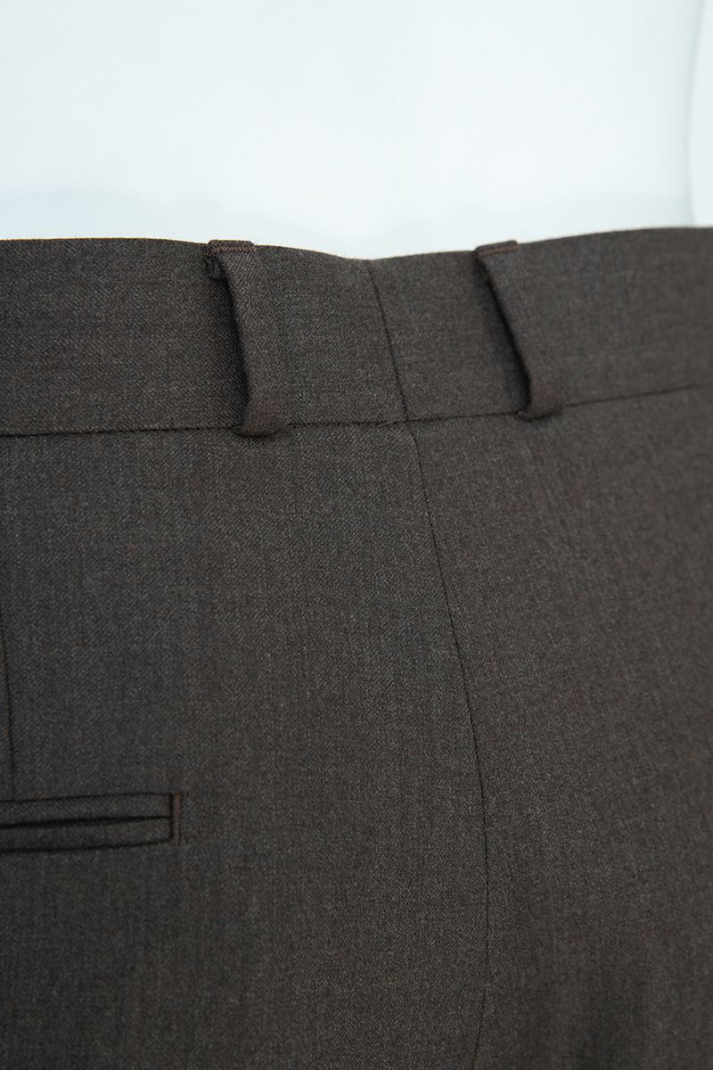 THEODORE Coffee Box-Pleat Wool Trousers, view 8 of 8