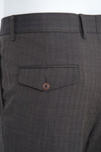 THEODORE Charcoal Striped Double-Pleat Wool Trousers, view 8 of 8