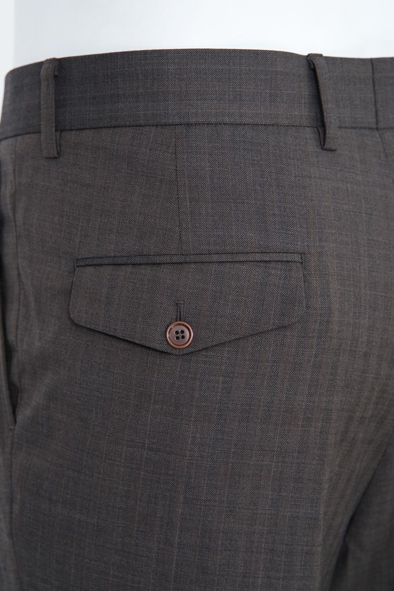 THEODORE Charcoal Striped Double-Pleat Wool Trousers, view 8 of 8
