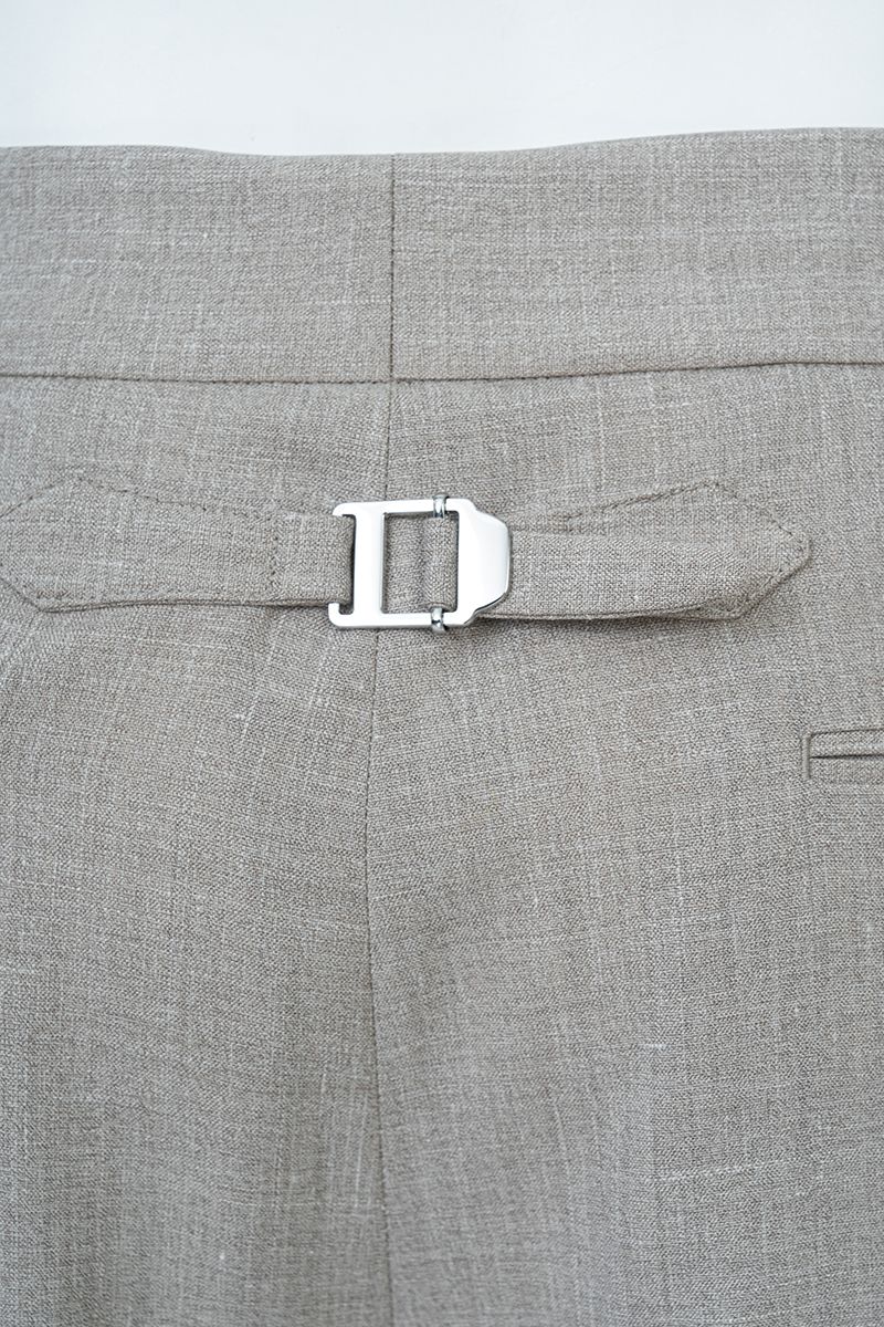 THEODORE Taupe Box-Pleat Wool Trousers, view 9 of 9