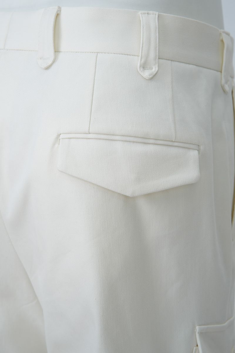 THEODORE White Cargo Cotton Trousers, view 9 of 10