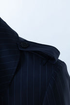 THEODORE Navy Striped Wool Trench Coat, view 5 of 9