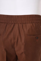 THEODORE Brown Elastic-Back Wool Trousers, view 10 of 10