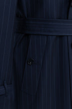 THEODORE Navy Striped Wool Trench Coat, view 6 of 9