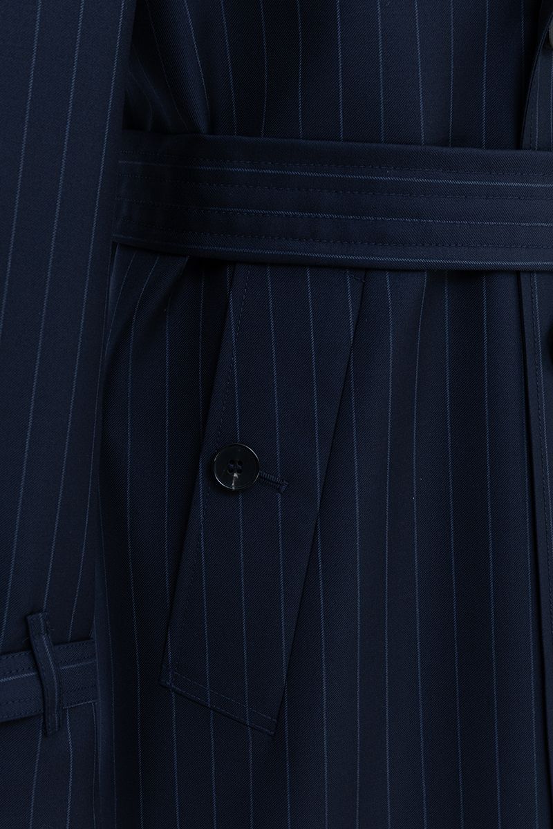 THEODORE Navy Striped Wool Trench Coat, view 6 of 9