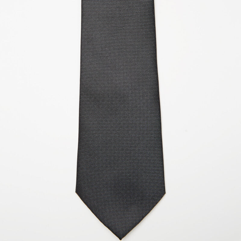 Amsterdam Silk Tie in black micro pattern, flat lay front view