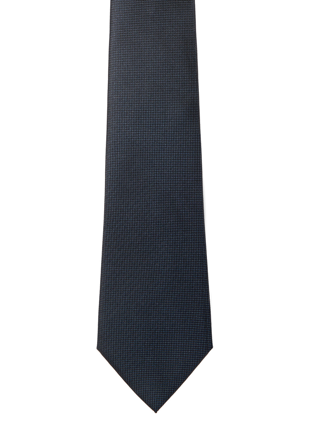 Amsterdam Silk Tie in midnight blue micro pattern, flat lay front view
