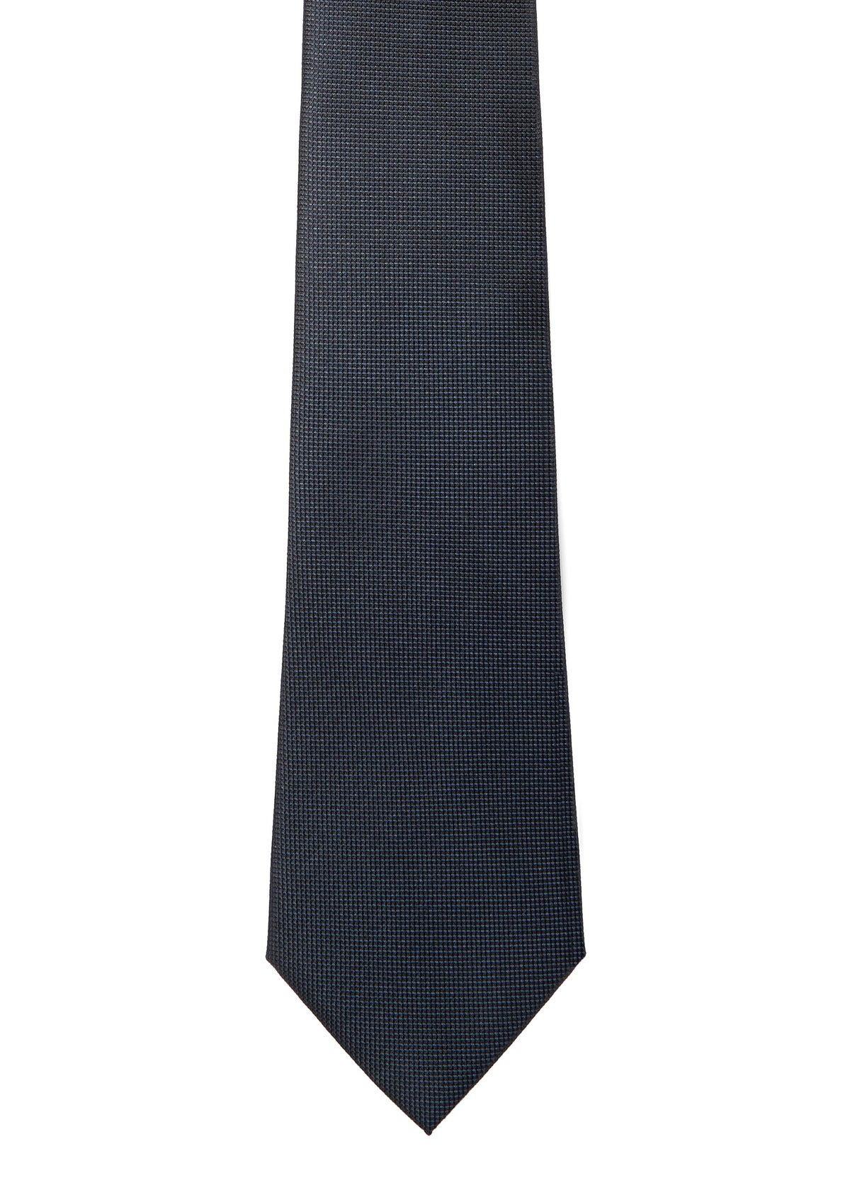 Amsterdam Silk Tie in midnight blue micro pattern, flat lay front view