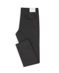 Black Twill Stretch Pants folded flat with back pocket showing