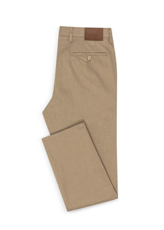 Khaki Stretch Cotton Chinos folded flat with back pocket showing