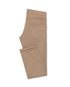 Khaki Twill Stretch Jeans, flat lay side view showing the back pocket