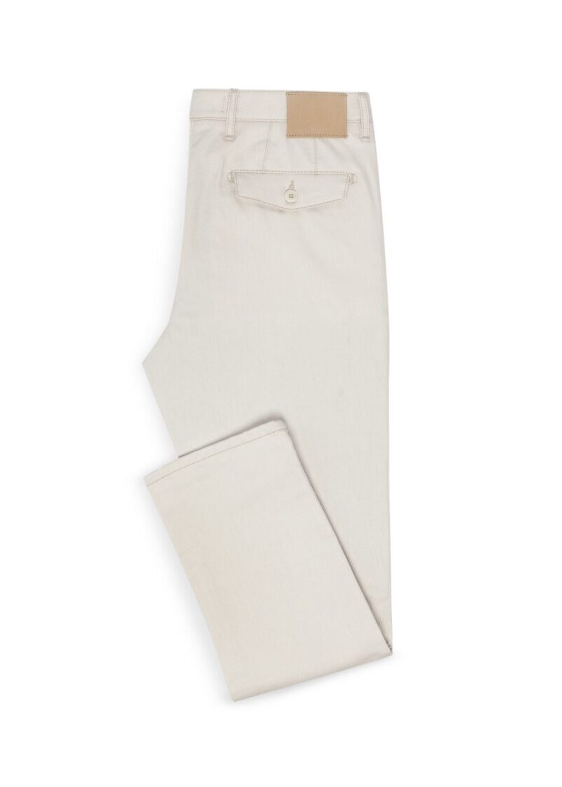 Light Sand Twill Stretch Chinos folded flat with back pocket showing