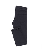 Midnight Blue Twill Stretch Jeans, flat lay side view showing the back pocket