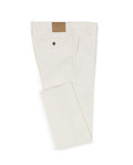 Off White Moleskin Stretch Pants, folded flat lay on a plain background