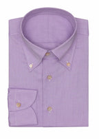 Lavender Stretch Shirt folded flat, showing collar, button placket and cuff