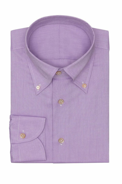 Lavender Stretch Shirt folded flat, showing collar, button placket and cuff
