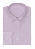 Lilac Pin Stripe Shirt folded flat, showing the collar and cuff