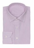 Lilac Pin Stripe Shirt folded flat, showing the collar and cuff
