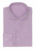 Lilac Mini Check Shirt folded flat, showing the collar and cuff