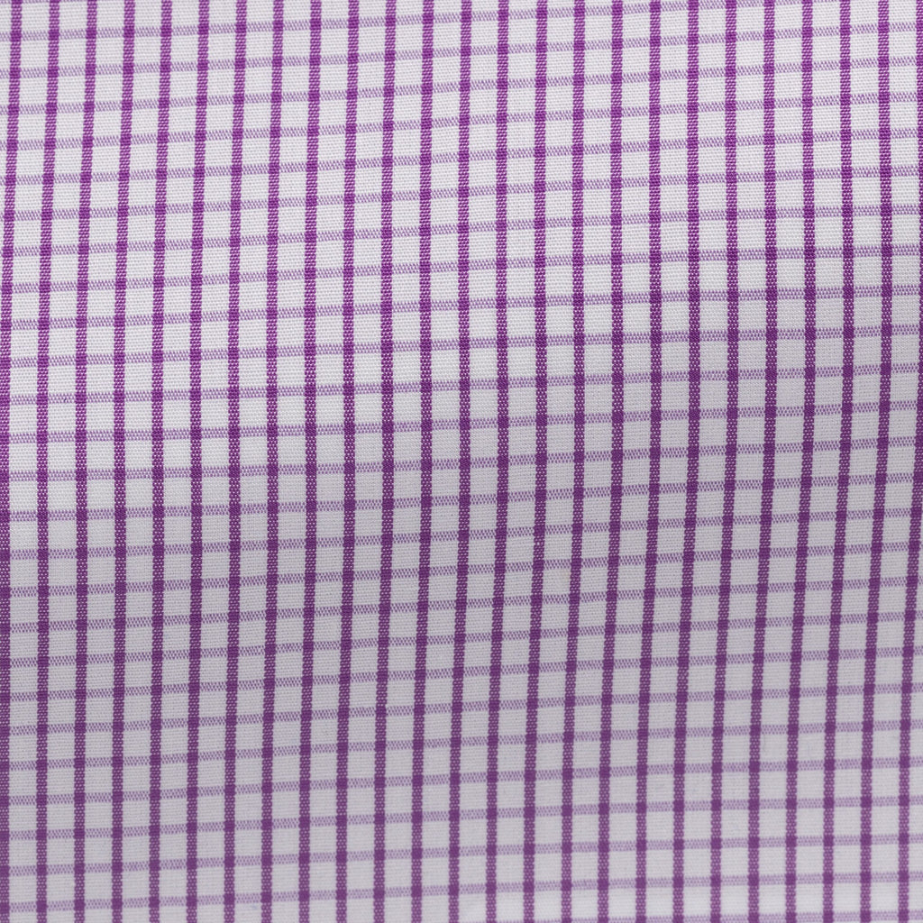 Lilac Mini Check Shirt fabric close-up showing the check pattern