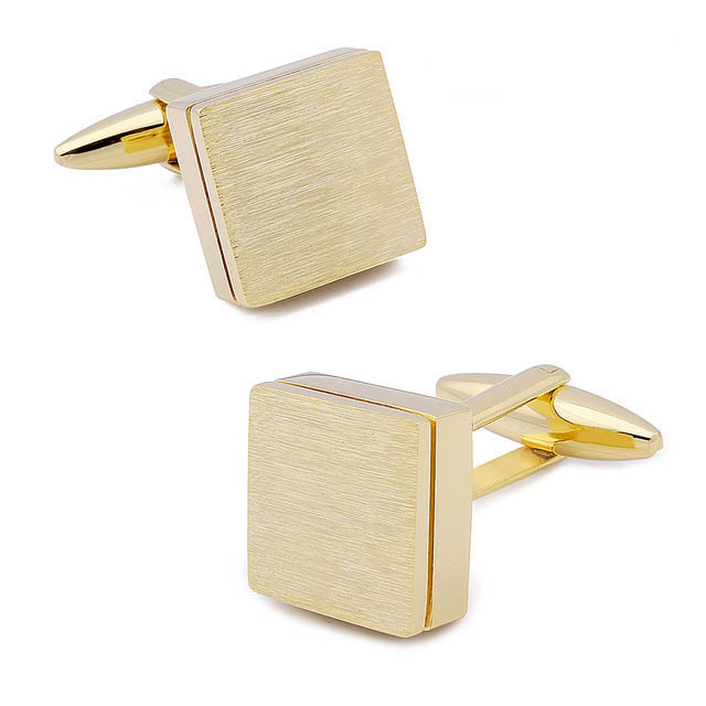 Times Square Gold Cufflinks pair with brushed square face on a white background