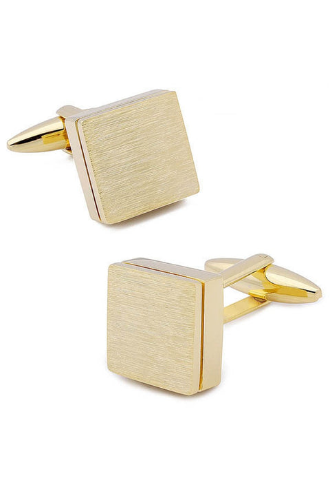 Times Square Gold Cufflinks pair with brushed square face on a white background