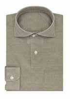 Mid Green Popover Shirt folded flat, showing the collar and placket