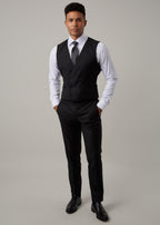 Midnight Milano The Ultimate Black Suit waistcoat worn full-length without the jacket