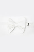 White floppy self-tie bow tie, tied