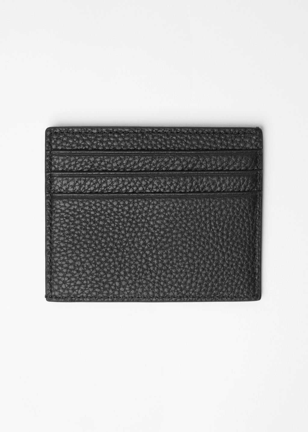 Fagan Leather Card Holder in black pebbled leather, plain back view