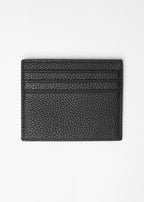 Fagan Leather Card Holder in black pebbled leather, plain back view