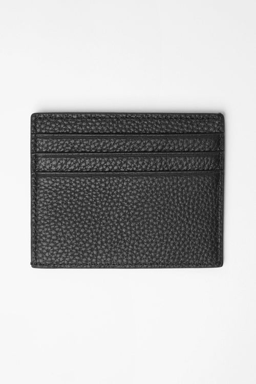 Fagan Leather Card Holder in black pebbled leather, plain back view