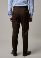 Lexington Brown Suit trousers, close-up of the side-adjuster waistband tab