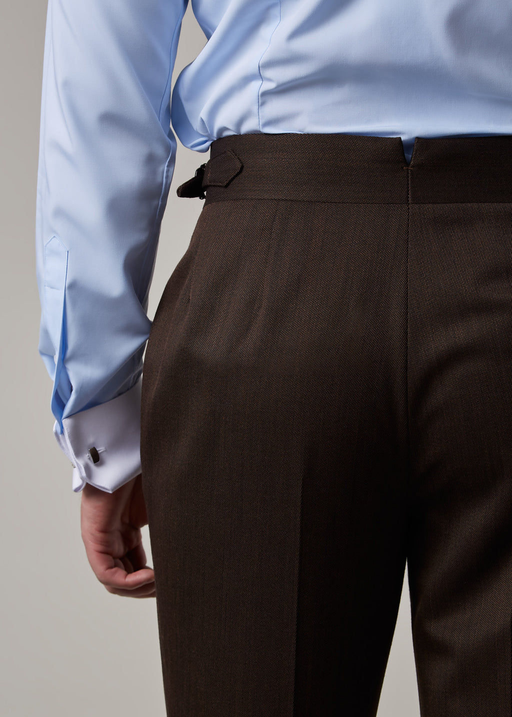 Lexington Brown Suit trousers, back view on a model