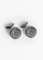 Gunmetal Token Cufflinks viewed from above, toggle bars pointing upward