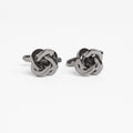 Gunmetal Twist Cufflinks, front-on view of the matching knot-design pair