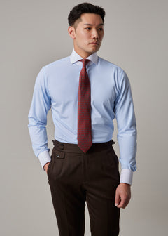 Sterling Banker's Shirt with contrast collar, worn with a tie on a model