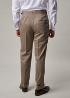 Parkside Light Brown Suit trousers, back view close-up with shoes visible