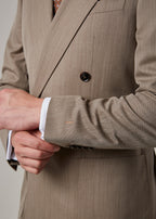 Parkside Light Brown Suit, close-up of sleeve cuff and cufflink detail