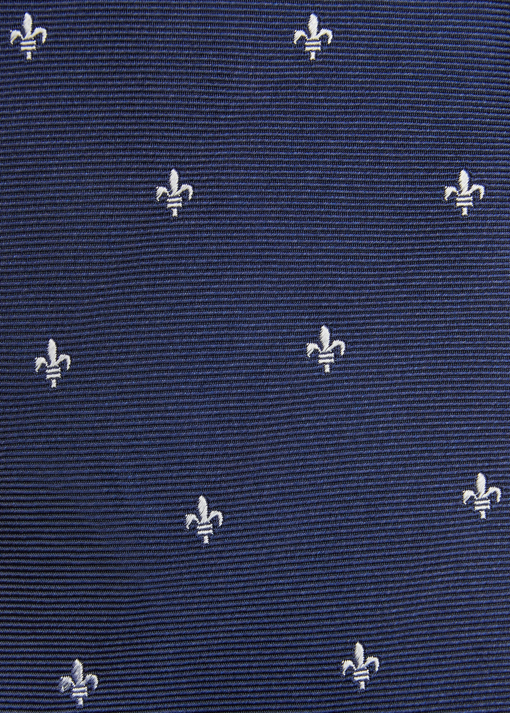 Montreal Silk Tie Blue Fleur de Lis, close-up of the woven fleur-de-lis pattern