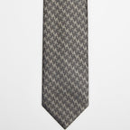 Moscow Tie Gunmetal Houndstooth in a flat lay, full length front view