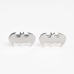 Silver Bat Cufflinks, front view of the pair on a plain background