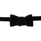 Black Velvet Bow Tie shown tied, front view on a plain background