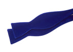 Cobalt Velvet Bow Tie shown untied, laid flat in a draped shape