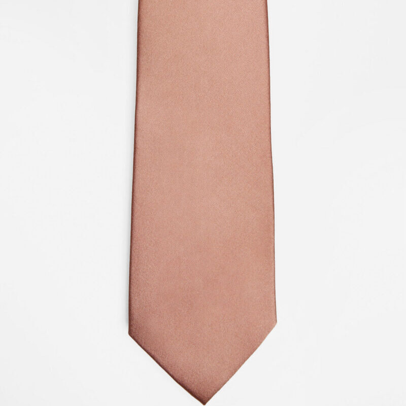 Vienna Peach Silk Tie in a flat lay, full length front view